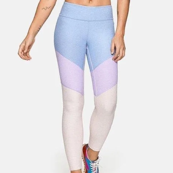 Outdoor Voices Colorblock 7/8 Blue Purple Pink Leggings sz M Spring. - Picture 1 of 7